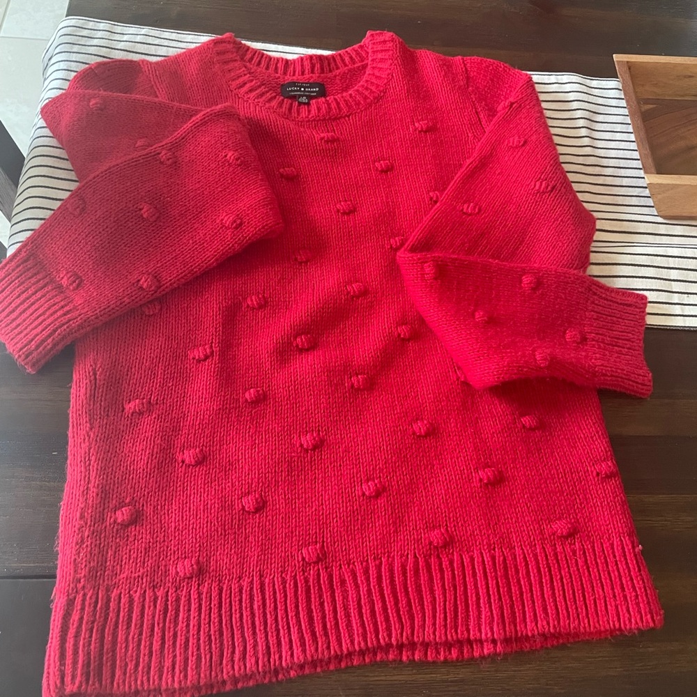 Red Lucky Brand dot sweater. Great condition!